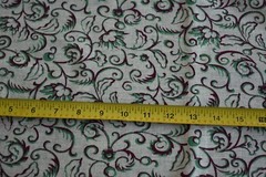 31″ Long x 40″ Wide, Vintage, Green & Brown Scrolls on Light-Tan Cotton N1668