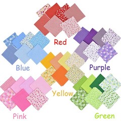 42Pcs 10×10 Quilting Cotton Fabric Red/Pink/Yellow/Green/Blue/Purple