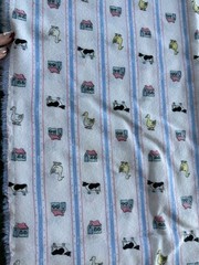 3+ Yards Vintage Flannel Fabric Farm cow Duck Cottage Pastel White Nursery