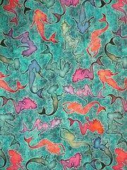MERMAID SEA MERMAIDS STAR FISH OCTOPUS TEAL GREEN PASTELS COTTON FABRIC FQ