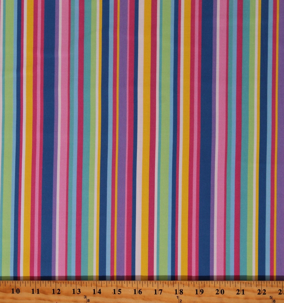 Cotton Season Stripes Summer Spring Colors Pink Fabric Print by Yard D152.30