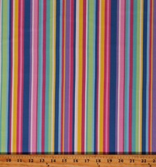 Cotton Season Stripes Summer Spring Colors Pink Fabric Print by Yard D152.30