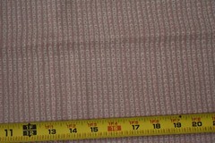 By 1/2 Yd, Tiny Pink & Mauve Heart Stripes on Tan & Mauve Lt-Weight Cotton,P1996