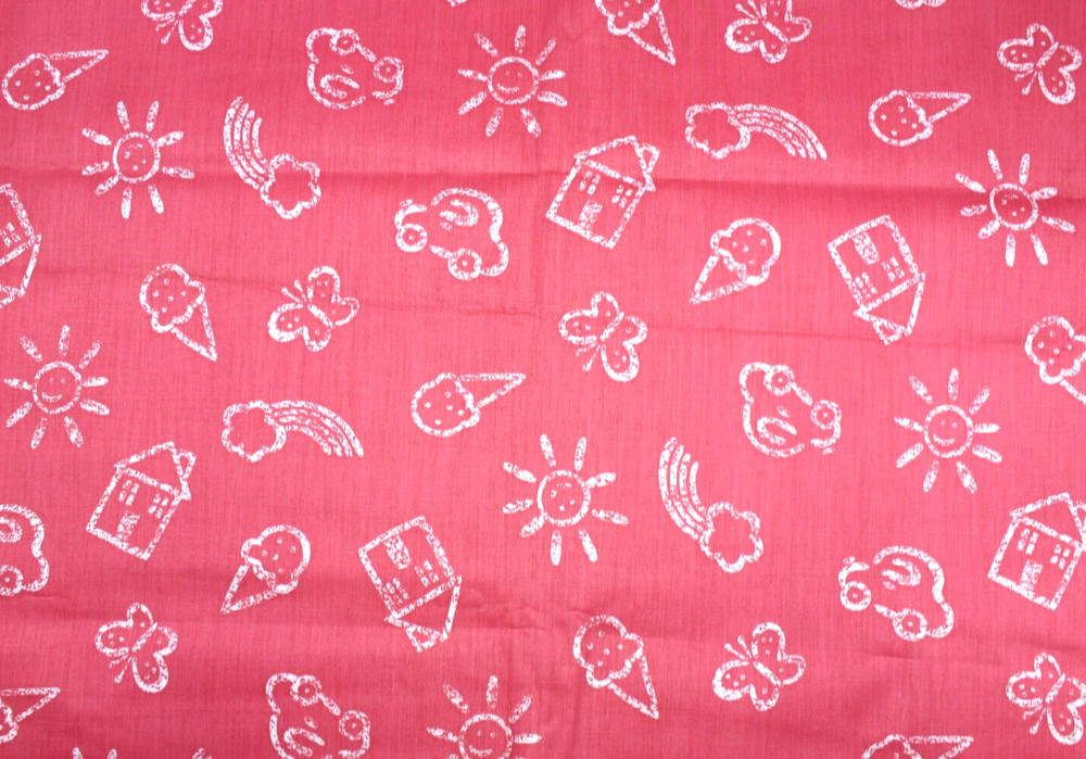 Sewing Fabric Quilt Cloth Cotton 42×1/2 yd Dark Pink White Girls School Toddler