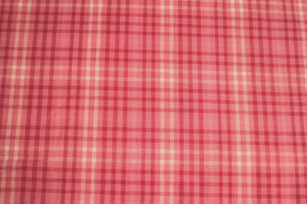 3 1/2 Yds Pink Woven Plaid Cotton Blend Fabric
