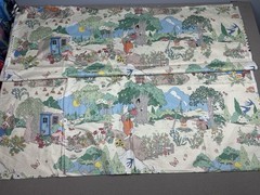 Vtg 90s 3.8yd Cyrus Clark Storybook Fabric Mr Bunny Rabbit Dupont Teflon 138X55”