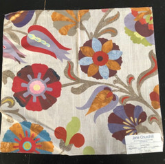 JANE CHURCHILL Mardi Gras in Red, Green 18 x 19 1/2″ Linen Blend Fabric Sample