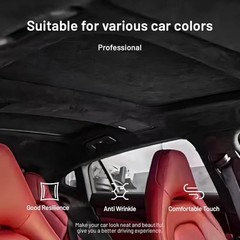 Suede Auto Headliner Fabric 120″ L × 60″ W with Foam Backing 120″L×60″W Black