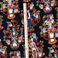 Alexander Henry Tree of Life Day of the Dead Black Cotton Fabric BTY #68