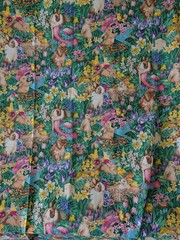 VTG Fabric Traditions Fabric Bunny Chics Hat Floral Garden 71×44 90’s
