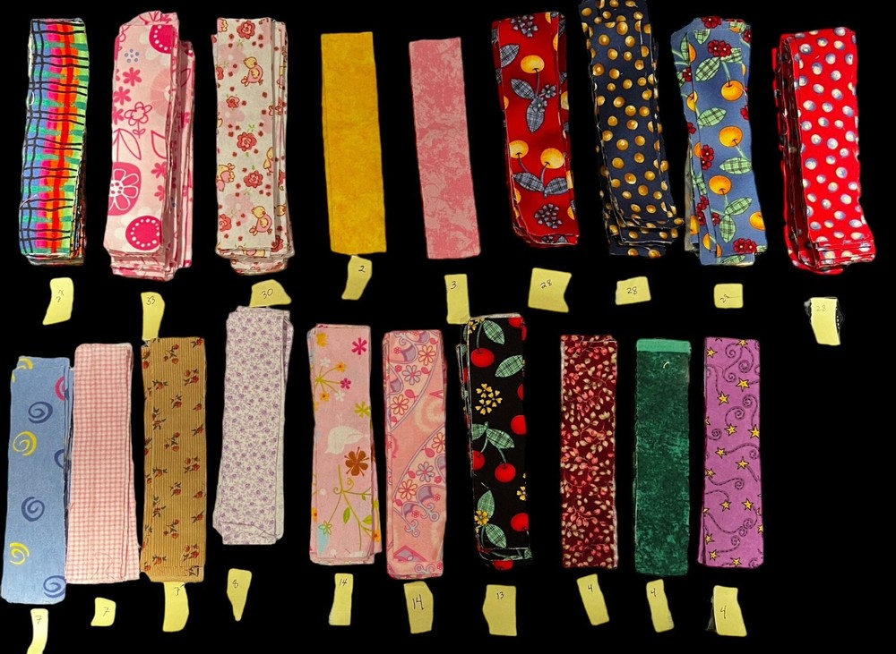 289 Flannel Quilting Strips 1.5” x 6.5” Cherry Polka Dots Floral Cotton Sewing