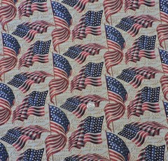 100% Cotton – “We Pledge Allegiance” – American Flags – By the Yard