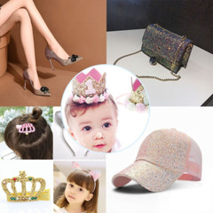 20x30cm Glitter Synthetic Leather Sequin Fabric Sheet for Bow Handmade Bag Craft