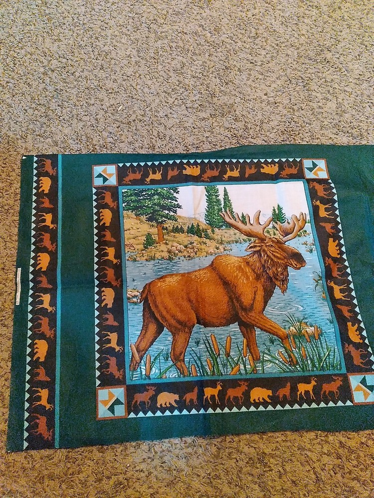 Springs Industries MOOSE Throw Pillow or Quilting Panels,Wildlife, Hunting Cabin