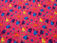 Vintage General Fabrics Company Cotton Fabric Hearts & Flowers Remnants