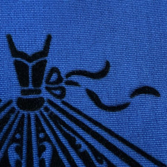 Black Princess Party Dress Textured Pattern Blue Fabric 58×80” Cotton Upholstery