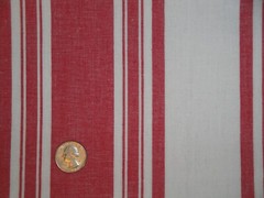 Dunroven House Farmhouse Awning Stripe Red White Woven Cotton Homespun Fabric