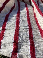 Red Striped Special Textured Turkish Cotton Crinkle Fabric: Quality Unique For