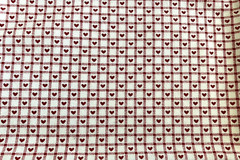 Red & Creamy White Pillow COVER Vintage FABRIC Checkered, Hearts, Country Style