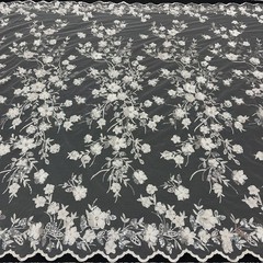 3D Floral Lace Fabric by Yard – Luxury Embroidered Bridal Mesh VT-35