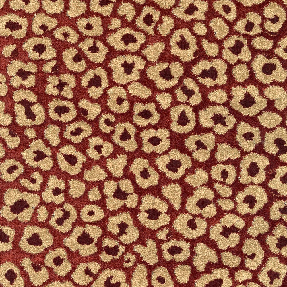 Zavir Cinnabar Taupe and Ruby Cut Velvet Cheetah Spots Regal Upholstery Fabric