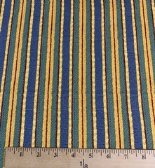 Vtg Striped Fabric Remnant By Debbie Mumm For SSI Green Golden Yellow Blue