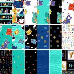 Wilmington Prints – Fe-Line Frisky – Repeating Border Stripe – Multi, Fabric BTY