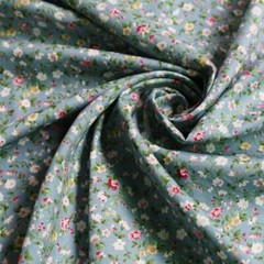 1Yard*147cm Grey Blue Elegant Floral Cotton Fabric Printed Calico Cotton Poplin
