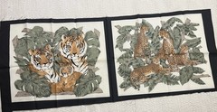Pillow Throw Panel Front/Back Tigers In Jungle Vintage 70s Fabric 45 X 18 Uncut