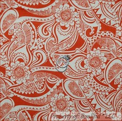 BonEful Fabric FQ Cotton Quilt Orange Rustic Brown Cream Flower Retro Sm Paisley
