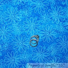 BonEful FABRIC FQ Cotton Quilt Blue Water Color Daisy FLOWER Calico Dot USA Mask