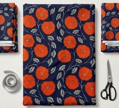 Soft Floral Cotton Fabric Indian Block Print Material for Masks Scarves & Tops