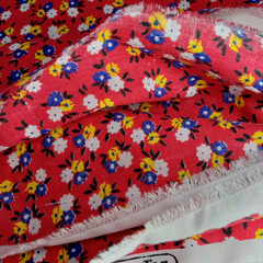 Vintage Tica Tex Costa Rica Fabric Red Yellow Blue Ditzy Floral Print 55x 10 Yd