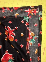 VTG ALEXANDER HENRY, Seashells Lobsters on Black, Nautical Fabric, 106”x29.5”