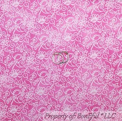 BonEful Fabric FQ Cotton Quilt Pink White Tone Tonal Calico Flower Leaf Little S