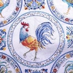 Rooster Spanish Tile Medallion Cotton Fabric 44″x36″ Precut Yard