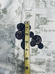 VTG Novelty Travel Themed Famous World Landmarks and Coins 26½” x 28”