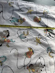 Vintage Fabric Marcus Bros. Western Cowboy Horse Lasso Pastels Teal White 5+ Yds