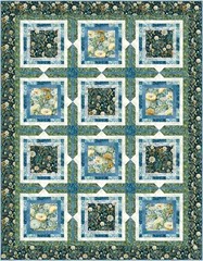 Timeless Treasures – Forest Whisper – Floral Repeating Border Stripe – Blue, BTY