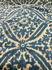 Ralph Lauren Blue And White Linen Blend Ikat Fabric