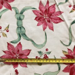 New 4yd 3″ Holiday Christmas Poinsettia Bow Holly Cotton Quilt Craft Sew Fabric