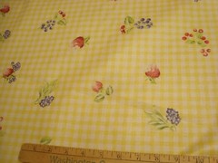 1 of 10 Yds Suburban Fabric Delightful Gingham Check fruit Yellow Drapery 54″w