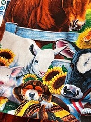 3.5 Yd. Farm Animals Dogs Horses Cows Sheep Cats Roosters 42″ Wide Cotton Fabric
