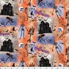 Windham One of a Kind Haunted House Multi Color Cotton Fabric BTY 36 ” x 44″