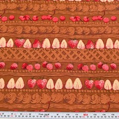 RARE Martha Negley for Rowan Striped Fruit on Brown Cotton Fabric ONE YARD
