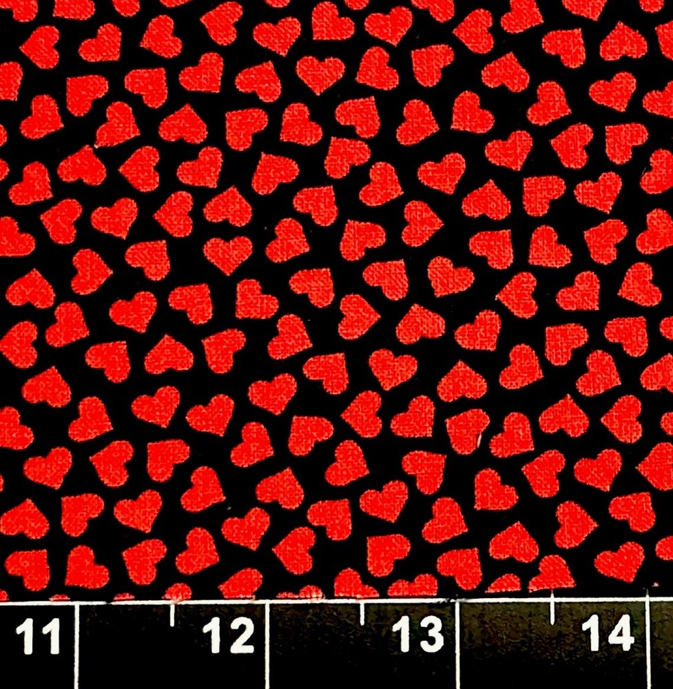 Fat Quarter 18”x21” Sweetheart Red Black Heart Tiny Valentine Cotton Fabric