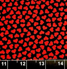 Fat Quarter 18”x21” Sweetheart Red Black Heart Tiny Valentine Cotton Fabric
