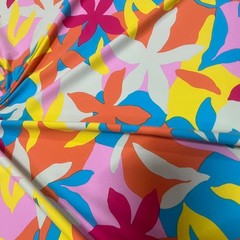 Pastel Colored Flowers Print Stretch Fabric Swimsuit Spandex 60″ wide By Yard