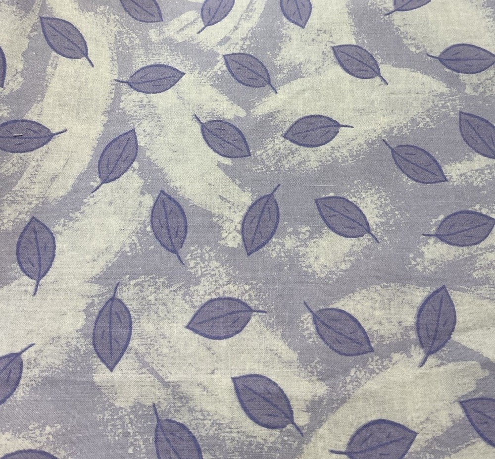 1 And 1/4 Yard 44” Purple Leaves On Lavender Wide 100% Cotton