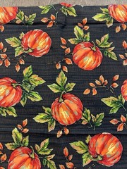 Fall Autumn Orange Pumpkins Brown Wood Background Quilters Cotton Fabric Remnant